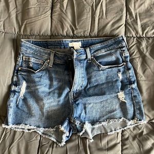 Mid wash denim shorts